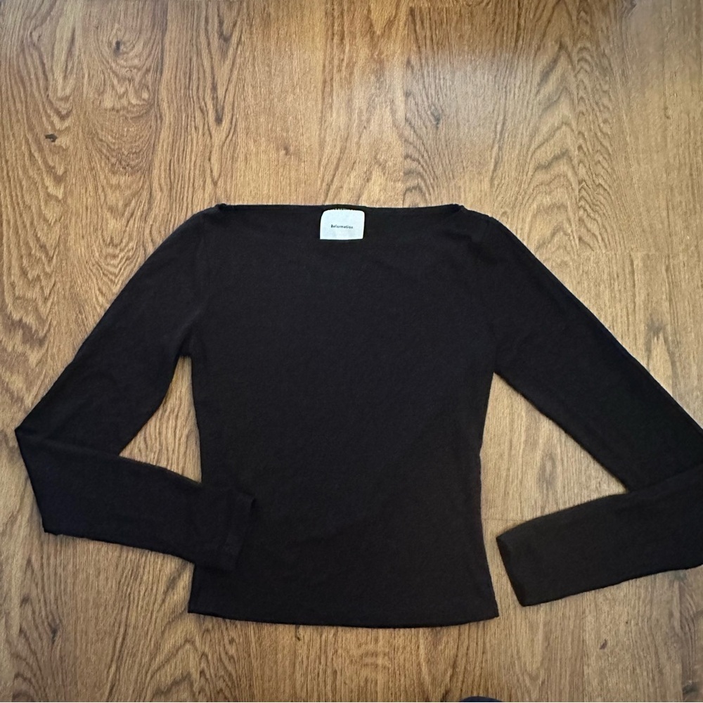 Reformation Classic Black square neckline Top blouse size XS long sleeve